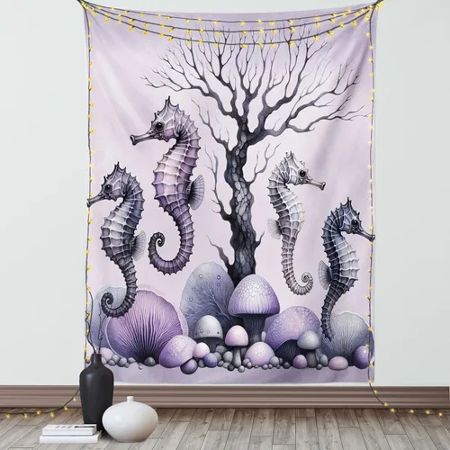 Vista 20 de Ambesonne Tapiz verde, fases lunares alrededor de un árbol de la vida, impresión de diseño bohemio de astrología nocturna, decoración de tela