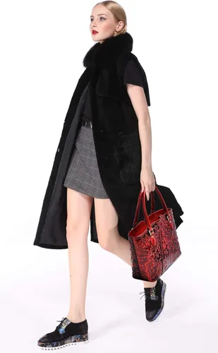 Vista 3 de PIJUSHI Bolsos de diseñador para mujer monederos florales con asa superior bolsos de cuero genuino para tarjetas de crédito para mujer diseño floral