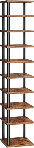 Vista 12 de HOOBRO Zapatero vertical, estante estrecho de 6 niveles, organizador de almacenamiento de zapatos para espacios pequeños, 11 pulgadas de largo x 11