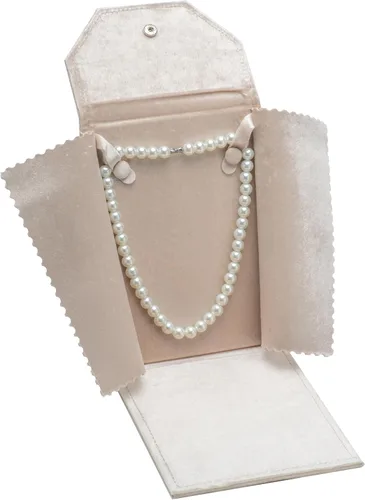 Vista 3 de Collar de terciopelo Joyería Carpeta de viaje Estuche de almacenamiento (Beige)