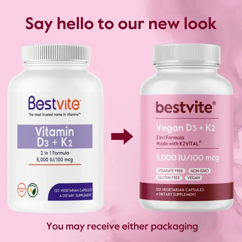 Vista 7 de BESTVITE Vitamina D3 vegana 5000 UI + vitamina K2 100 mcg como MK-7 (120 cápsulas vegetarianas) – Sin estearatos – Vegano – Sin OMG – Sin gluten