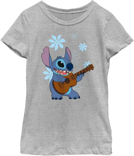 Vista 27 de Camiseta de danza floral Lilo & Stitch con ukelele para niñas Gris asfalto