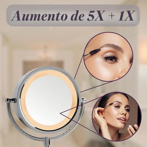 Vista 4 de JERDON Espejo de maquillaje iluminado con aumento 5X - Cromo - HL745CO