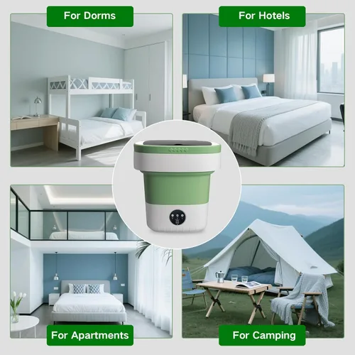 Vista 10 de Mini lavadora portátil de 15 litros, lavadora plegable con 3 modos de limpieza para ropa interior, ropa de bebé, pequeña lavandería plegable