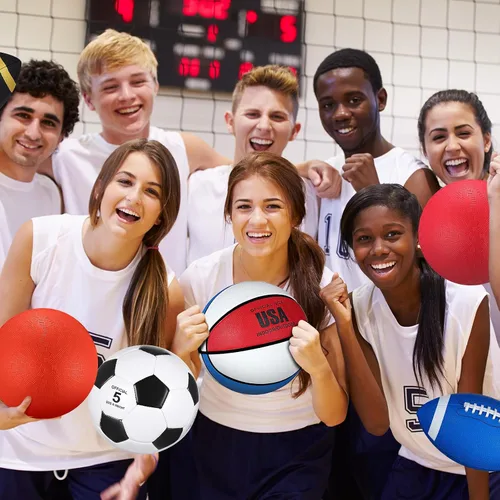 Vista 5 de Deekin Juego de 8 pelotas deportivas de tamaño oficial, incluye baloncesto, fútbol, fútbol, pelota de juegos con bolsas de equipo, bombas