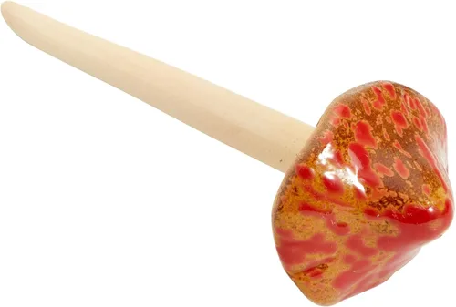 Vista 9 de Juvale Estacas de cerámica para plantas de hongos para exteriores, 5 pulgadas, surtido de marrón, rojo, naranja y verde, paquete de 4, juego