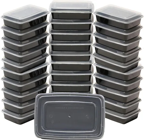 Vista 9 de Simple Houseware Paquete de 16 recipientes reutilizables de preparación de comidas de 28 onzas, 1 compartimento, sin BPA, apilables, aptos
