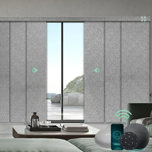 Vista 9 de Yoolax Persianas de puerta corredera inteligentes XL personalizadas, persianas motorizadas compatibles con Alexa, persianas de tela opacas Basalto