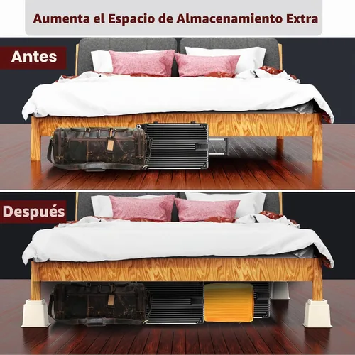 Vista 4 de Elevadores de cama resistentes de 8 pulgadas, juego de 4 elevadores ajustables para muebles, alturas de elevación de 3, 5 y 8 pulgadas, soporta