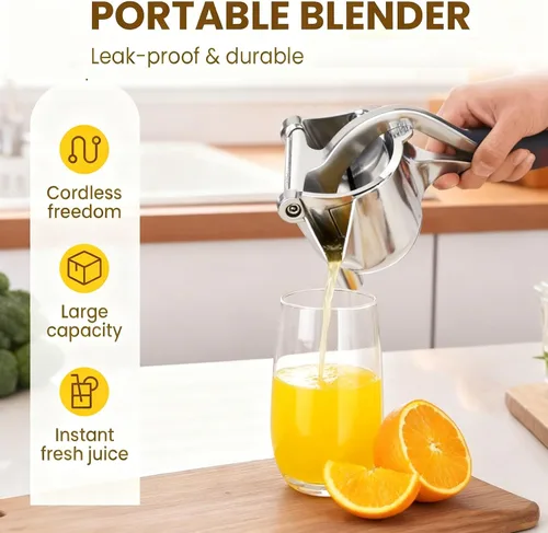 Vista 3 de Exprimidor de mano - Exprimidor manual de aluminio, exprimidor de mano grande, extractor de jugo de frutas resistente para limón, naranja, lima, 1