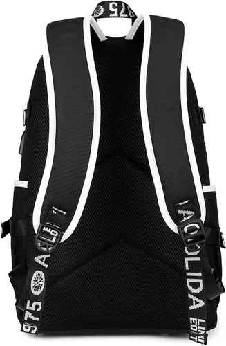 Vista 4 de Zapion Mochila para niños Cristiano Ronaldo con puerto de carga USB Soccer Star lona mochila para estudiantes de alta capacidad, color6, Mochilas