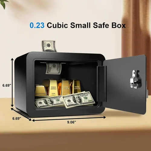 Vista 2 de Mini caja fuerte pequeña caja fuerte para el dinero, caja fuerte pequeña para el hogar, dormitorio, mini caja fuerte para niños, caja de seguridad