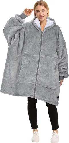 Vista 7 de Catalonia Sudadera con capucha y cremallera, chaqueta Sherpa de gran tamaño, regalo para ella Full-Zip Design for Easy Wear, Dual-Layer Comfort