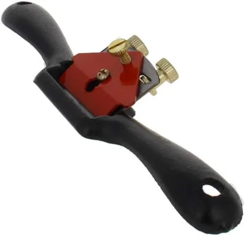 Vista 2 de Utoolmart Plano de radios ajustable con base plana y hoja de metal, herramienta de mano para manualidades de madera, rojo, negro