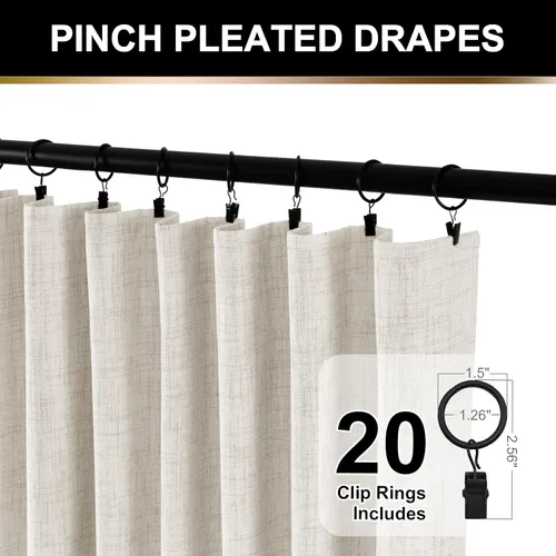 Vista 3 de 100% Blackout Shield Cortinas opacas completas para dormitorio de 63 pulgadas de largo, juego de 2 paneles, anillos de clip/bolsillo para barra