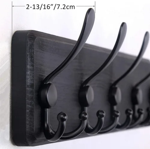 Vista 5 de WEBI Perchero de pared, ganchos para abrigos de pared rústicos, 16" de orificio a orificio, gancho grande para colgar en la pared, perchero