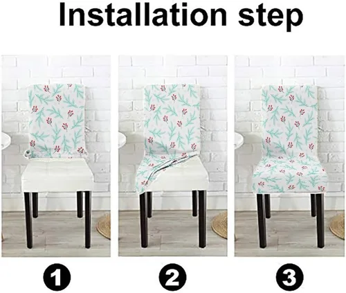 Vista 138 de CAPSCEOLL Christmas Dining Chair Covers,Snowflakes Festive Winter Pattern Stretch Chair Covers for Dining Room Set of 2 Washable Spandex Parson