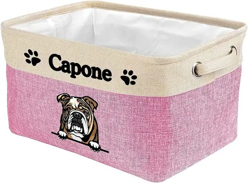 Vista 14 de Cesta de almacenamiento plegable personalizada con un bonito perro Bulldog inglés, plegable, de tela resistente, cubo de almacenamiento para Gris