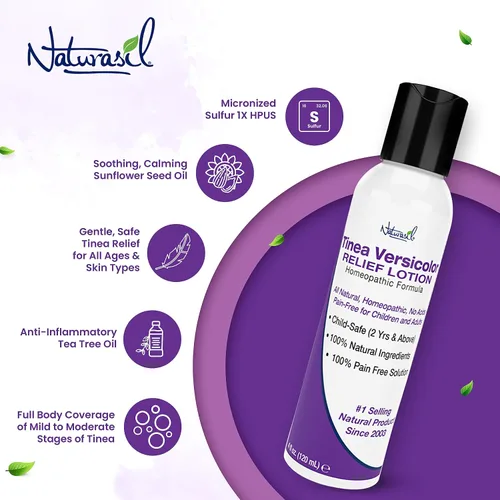 Vista 8 de Naturasil Tinea Versicolor Loción de tratamiento - Loción de azufre Max-Strength 10x para alivio antifúngico de acción rápida Alivia y restaura