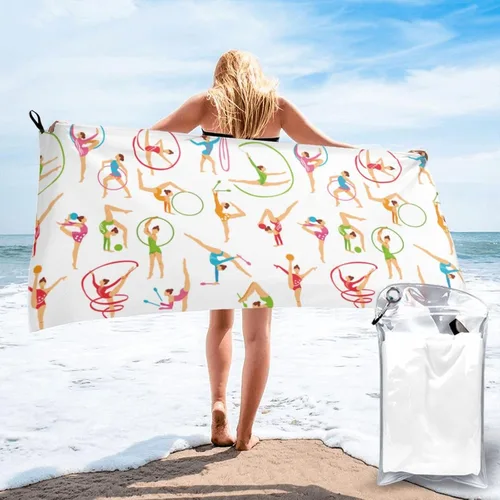 Vista 9 de Toalla de playa de microfibra, de gran tamaño, secado rápido (31.5 x 63 pulgadas), a prueba de arena, absorbentes, compactas, manta de playa, toalla