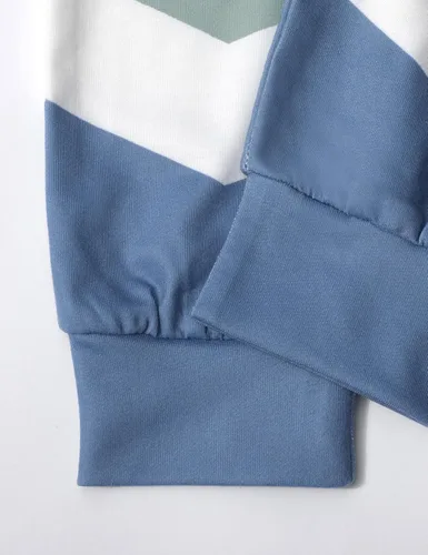Vista 8 de Conjunto de sudadera de gran tamaño con bloques de color y pantalones para otoño e invierno