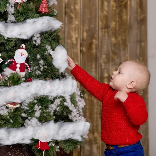 Vista 7 de Riakrum Decoración de Nieve Falsa con Relleno de Fibra Esponjosa Artificial Blanca para Cubrir Árboles y Decoraciones de Hogar y Fiestas (180 G)