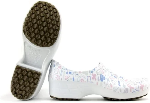 Vista 8 de Sticky Zapatos de enfermería coloridos estampados - Zapatos profesionales para mujer - Enfermeras veterinarias CNA LPN RN - Impermeable