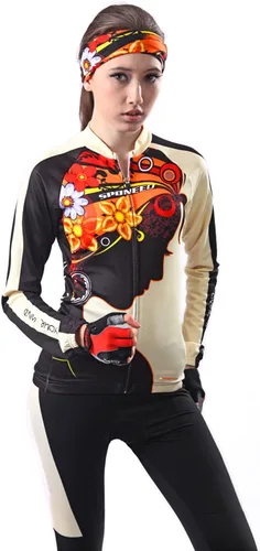 Vista 3 de sponeed Conjunto de camiseta de ciclismo para mujer, de manga larga, con protección UV