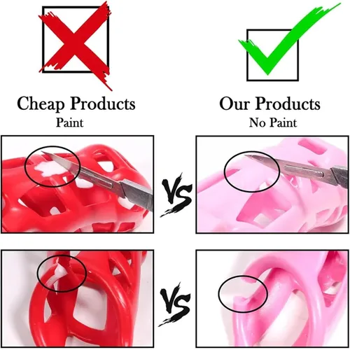 Vista 6 de Jaula de castidad rosa 2.0 dispositivo de castidad masculina con 4 anillos de resina ligera jaula de castidad para hombre pene ejercicio de bondage