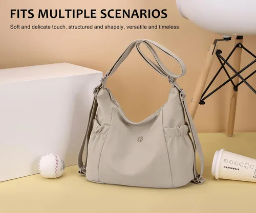 Vista 5 de Mochila Tote Bolso Bandolera de Pana para Mujer, Bolsos de Hombro Convertibles, Bolso de Mano de Diseñador para Universidad, Trabajo