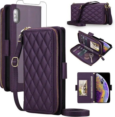 Vista 55 de Asuwish Funda compatible con iPhone 6/6s/7/8/SE 2020 2022 con cremallera y bloqueo RFID, protector de pantalla, correa cruzada i6 i7 i8 7s 8s SE2020