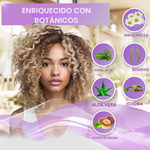 Vista 3 de Mascarilla capilar morada – Acondicionador profundo y tóner para cabello rubio y cobrizo – Reparación hidratante y tratamiento después de la lejía