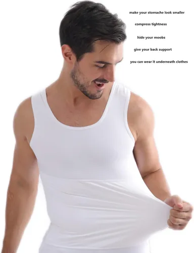 Vista 2 de Ropa interior para hombre con control de abdomen adelgazante, compresión para ocultar ginecomastia