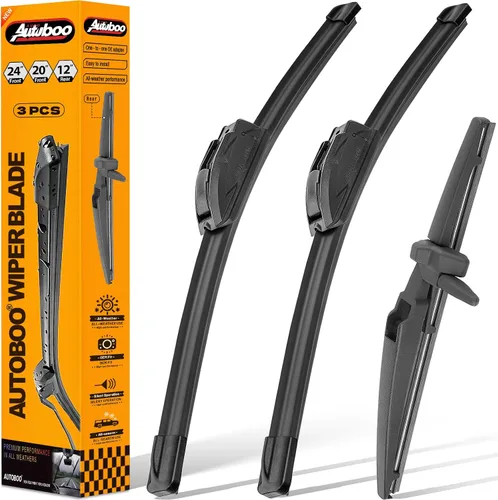 Vista 43 de AUTOBOO Limpiaparabrisas de 15 + 15 pulgadas con limpiaparabrisas trasero de 13 pulgadas de repuesto para Jeep Wrangler JK 2008-2018, Jeep Wrangler