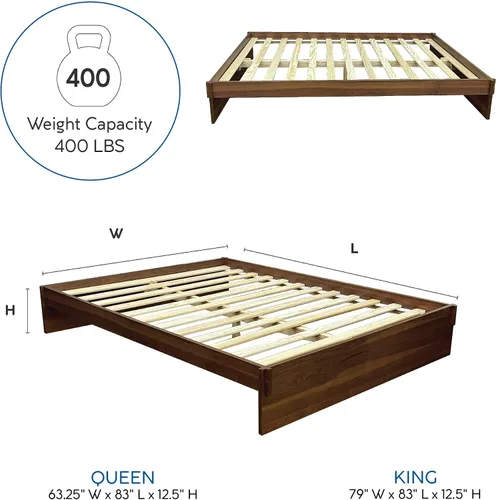 Vista 2 de Decoro Liberty - Cama de plataforma de madera, acabado de nogal, tamaño Queen
