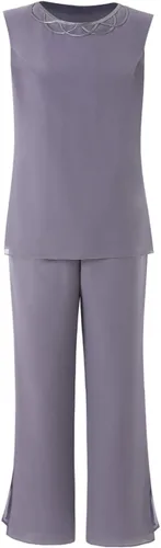 Vista 4 de Traje de pantalón de gasa para mujer con chaqueta de tres piezas para boda