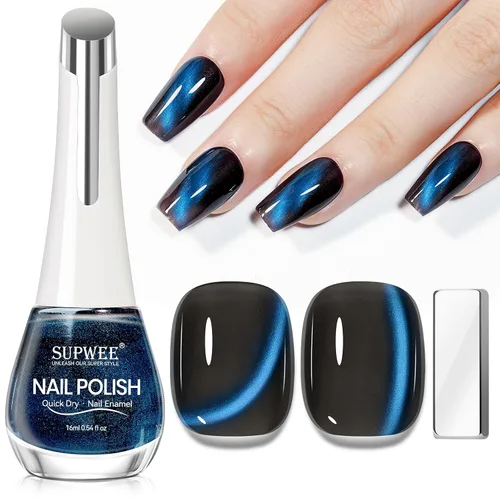 Vista 18 de Esmalte de uñas de ojo de gato con perla de sirena, secado rápido, esmalte de uñas magnético sin gel con imán, esmalte de uñas de ojo de gato