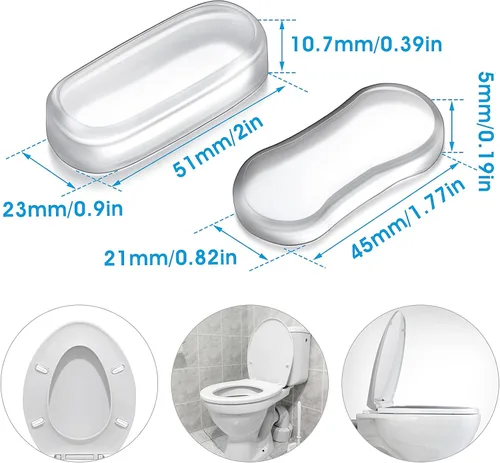 Vista 2 de Juego de 20 parachoques universales para asiento de inodoro, tapa de goma de silicona para fijación de bidé con adhesivo fuerte, repuesto