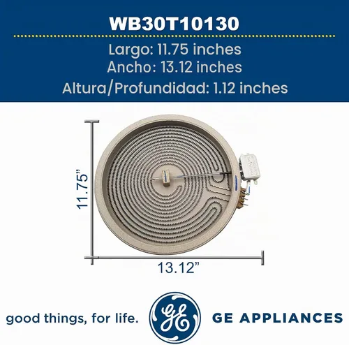 Vista 6 de GE WB30T10130 Elemento de Superficie Dual Haliant/Radiante OEM Genuino para Gama GE