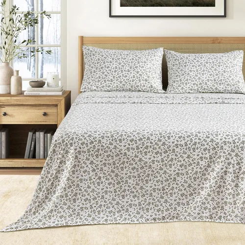 Vista 25 de Juego de sábanas de microfibra estampada de 3 piezas tamaño individual - Sábanas y fundas de almohada cepilladas ultra suaves - Resistentes a las 21