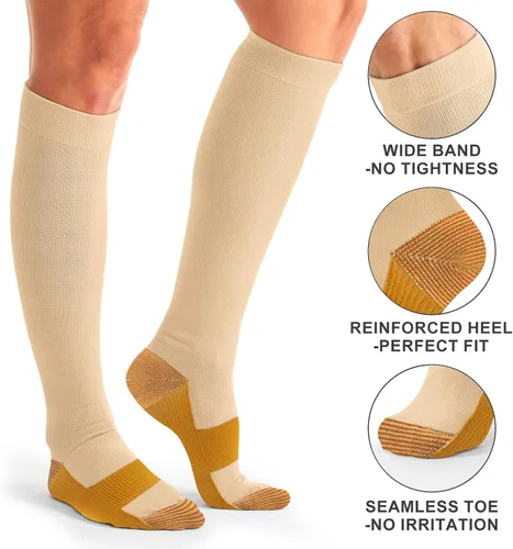 Vista 96 de Paquete de 3 pares de calcetines de compresión médica para mejorar la circulación de mujeres y hombres, para correr, hacer deporte y amamantar