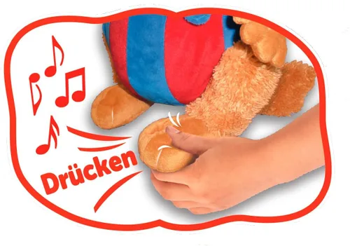 Vista 4 de Simba 109241017 Bobo Siebenschläfer - Juguete de peluche, canta conmigo, reproduce música, 13.8 in, para niños a partir de 3 años