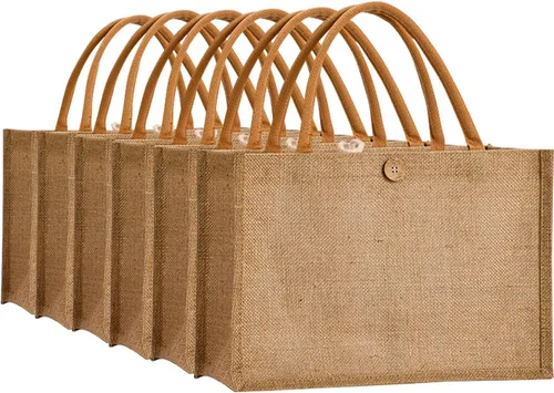 Vista 12 de Bolsas de yute de arpillera de 12.5 x 8.6 x 5.8 pulgadas [12 piezas] con 12 piezas de marrón