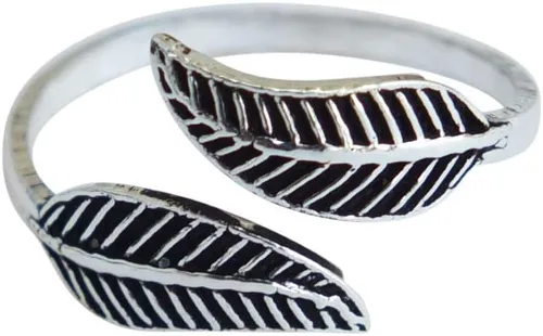 Vista 16 de Handmade Silver Leaf Wrap Adjustable Toe Ring, 925 Sterling Silver, Classic Floral Open Toe, Pinky or Knuckle Rings for Women, foot bare jewelry