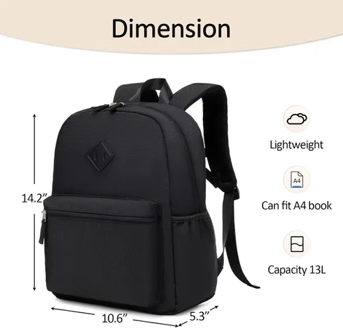 Vista 3 de Mochila Abshoo para niños y niñas, mochila escolar para niños pequeños, Negro