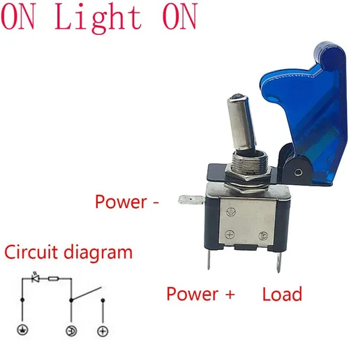 Vista 3 de Interruptores oscilantes unipolares E Support de encendido y apagado con lámpara de luz led para auto o barco, de 12 V y de 20 A, Azul Led azul