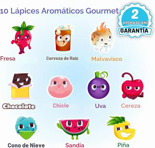 Vista 2 de Smencils - Lápices patentados de grafito perfumado gourmet HB #2 hechos de periódicos reciclados, 10 unidades, regalos para niños, suministros