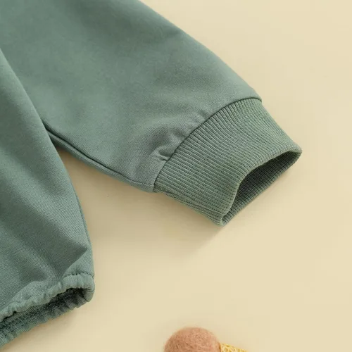 Vista 5 de Ropa de otoño para bebé, niño, niña, sudadera con capucha, mameluco liso de manga larga, ropa de invierno