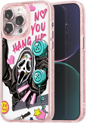 Vista 95 de Compatible para iPhone 13 Funda Bonita Estética - Funda para Teléfono Rosa con Purpurina con Protector de Cámara - Diseño de Cubierta