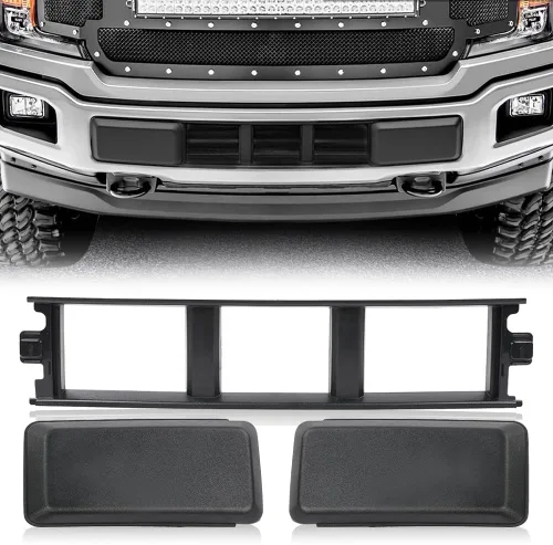 Vista 11 de CNNELL Parrilla para puerta de faros delanteros, 1 par, color negro cromado, compatible con Ford F150 F250 F350 Bronco 1992-1996